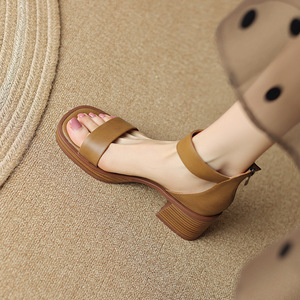 Dropshipping High <b>Heel</b> Platform Wedge Heeled Sandals for Ladies Plus Size <b>Red</b> Square Chunky Slipper Shoes - Product Image 2