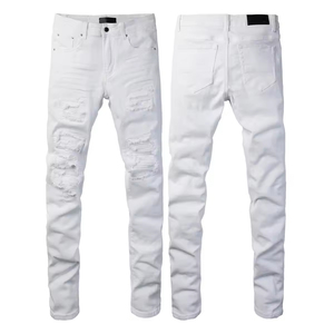 Jeans vintage pour homme de haute qualité, style streetwear, coton délavé, pantalon droit, déchiré en 3D, respirant, automne/hiver - Product Image 6