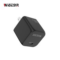 Chargeur rapide compact WISESIR 20W GaN PD QC avec protection OTP/OVP, port USB-C unique, prise murale pliable, charge rapide 3.0