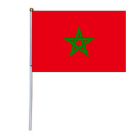 Drapeaux marocains de football à tenir à la main, avec bâtons en bois/plastique, en polyester, tailles personnalisées pour les supporters de football