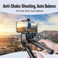 Stabilisateur de cardan rotatif à 360° pour téléphone avec lumière d'appoint, anti-tremblement, perche à selfie et télécommande