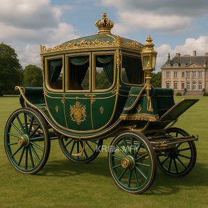 Carruajes Reales de Maratón con Ruedas Metálicas Vintage, Carroza Negra con Caballos, Carruaje de Princesa, Neumáticos para Boda Real, Eléctrico, 4-6 Asientos - Product Image 3