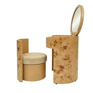 Meuble de coiffeuse vintage en bois de ronce avec miroir, mobilier de salon de beauté, table de <span class=keywords><strong>maquillage</strong></span> en bois pour salon de manucure, <span class=keywords><strong>vente</strong></span> chaude - Product Image 2