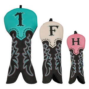 ปลอกหุ้มหัวไม้กอล์ฟหนัง PU แบบคาวบอยสีสันสดใส ปักลายได้ อุปกรณ์เสริมสำหรับไดรเวอร์กอล์ฟ - Product Image 3