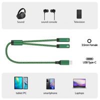 Cable de Audio Trenzado Chapado en Oro de Tipo C a 3.5mm Coaxial 2 en 1 para Escuchar y Hablar con Micrófono para Auriculares, para Uso con Computadora y Auxiliar