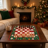 Tapis de jeu d'échecs en caoutchouc personnalisable de luxe avec impression de Noël, antidérapant et pliable