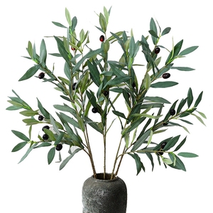 LO-131 <span class=keywords><strong>Tige</strong></span> d'<span class=keywords><strong>olivier</strong></span> artificielle en soie légère à 3 fourches avec fruits pour décorations de mariage à la maison et d'événements en gros - Product Image 1