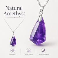 Collier pendentif en cristal d'améthyste naturelle à facettes, bijoux en pierres précieuses violettes pour femmes