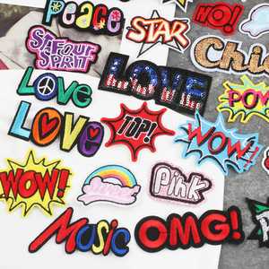 Parches Bordados Duraderos con Diseño Pop Art, Slogan de Cómic 'POW <span class=keywords><strong>WOW</strong></span> OMG' y Estrella Arcoíris, Listos para Enviar, para Bolsas, Ropa y Gorras - Product Image 5