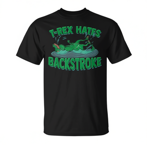 Camiseta T-Rex Hates Backstroke Swimming para adulto, unisex, color negro - Product Image 2