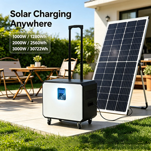 Générateur solaire portable sur chariot 2000W/3000W 2560/3072Wh avec batterie au lithium, onde sinusoïdale pure, contrôleur MPPT et lampe torche - Product Image 1