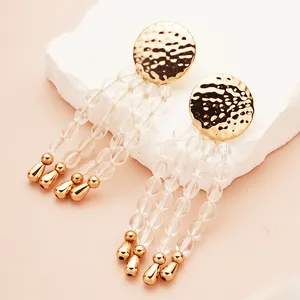 Tassel Acrylic Crystal Beads Dangle Earrings Women Long Gold Plated Zinc Alloy Statement EarringCasual Party Christmas Jewelry S