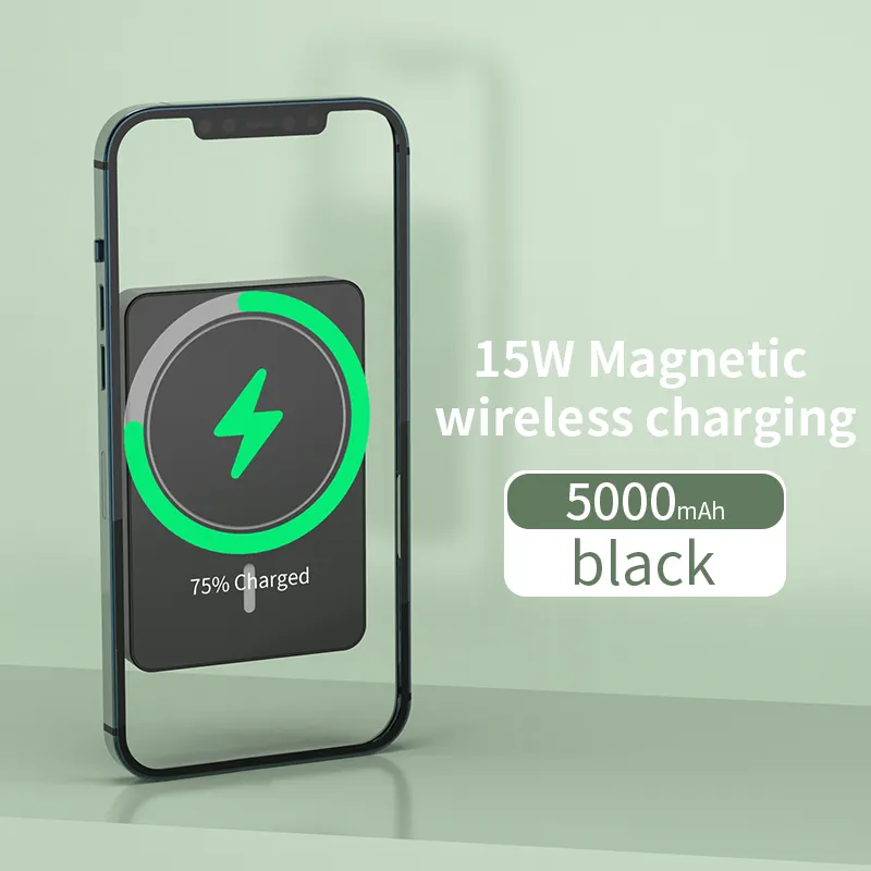 Charge Case pengisi daya Cepat Magnetique universal, Bank daya magnetik Mini nirkabel portabel 40000Mah 5000Mah untuk Iphone 5S