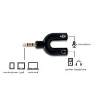 Adaptor Y Splitter Headphone 3.5mm Berlapis Emas 4 Pole 3.5mm Male ke 3.5MM Headphone MIC Female Plugs Audio Stereo Converter