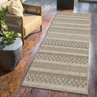 TAPISO Melissa Runner Rug Hallway Outdoor Indoor Brown Black Modern Pattern UV-Resistant Weatherproof Polyester Flat Pile