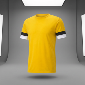 เสื้อฟุตบอลชายสีเหลือง คอกลม แขนสั้น ระบายอากาศได้ดี โพลีเอสเตอร์ สีพื้น ชุดกีฬา ทรงปกติ ใส่ได้ทุกฤดูกาล - Product Image 2