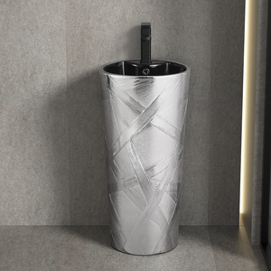 Lavabo de pedestal tallado Retro chino, muebles de exterior, lavabo de cerámica de pie para hoteles y patios - Product Image 1