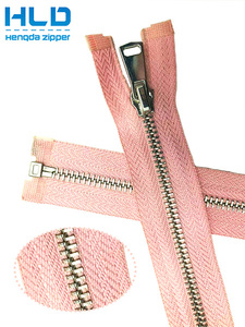 Hengda nhà máy tùy chỉnh 85 cm cuộn dây kéo mở kết thúc dây kéo kim loại với biểu tượng tùy chỉnh cho quần áo Brass mở kết thúc zip với thanh trượt - Product Image 5