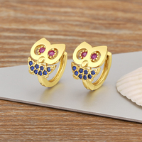 Pendientes de Aro con Forma de Búho, Bonitos y Elegantes, Chapados en Oro, con Circonita, para Mujer, Joyería con Dije Exquisito, Venta al por Mayor QIKU