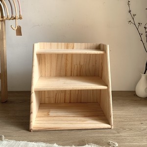 Solid <b>Pine</b> Three Tier Storage Rack Rectangle Standing Type Office Organizer For Shoes Stationery Personal Care Products - Product Image 3