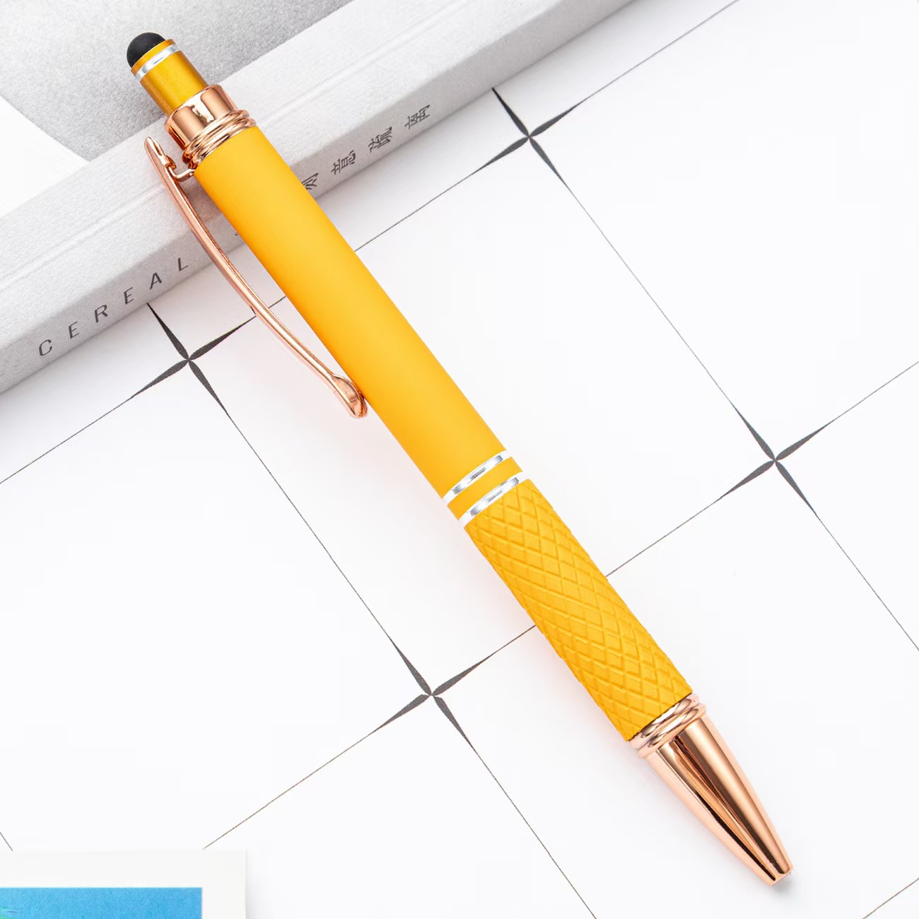 Custom 2 in 1 Capacitive Multi Function Metal Ball Pen Aluminum Screen Logo Engraved Stylus Pen Rose Gold Pen