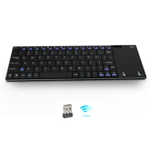 Keyboard Nirkabel Rii, Papan Ketik Tanpa Kabel dengan Touchpad Versi Bahasa Rusia Spanyol Prancis Inggris untuk PC Pintar IPTV Android Kotak TV