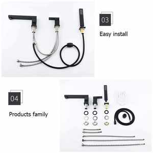 Aida Poignées simples Robinet de baignoire en laiton massif Robinet de lavabo de baignoire spécial baignoire Douche à main - Product Image 2