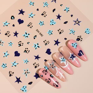 Automne <span class=keywords><strong>hiver</strong></span> léopard étoile coeur ongles autocollants coloré Nail Art décalcomanies auto-adhésif manucure décoration - Product Image 3
