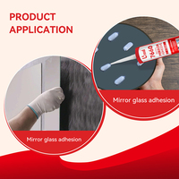 7660 Adhésif en silicone transparent 100% pour fixation de miroir Mastic flexible Calfeutrage en silicone conforme aux COV pour feuille de miroir mural et verre