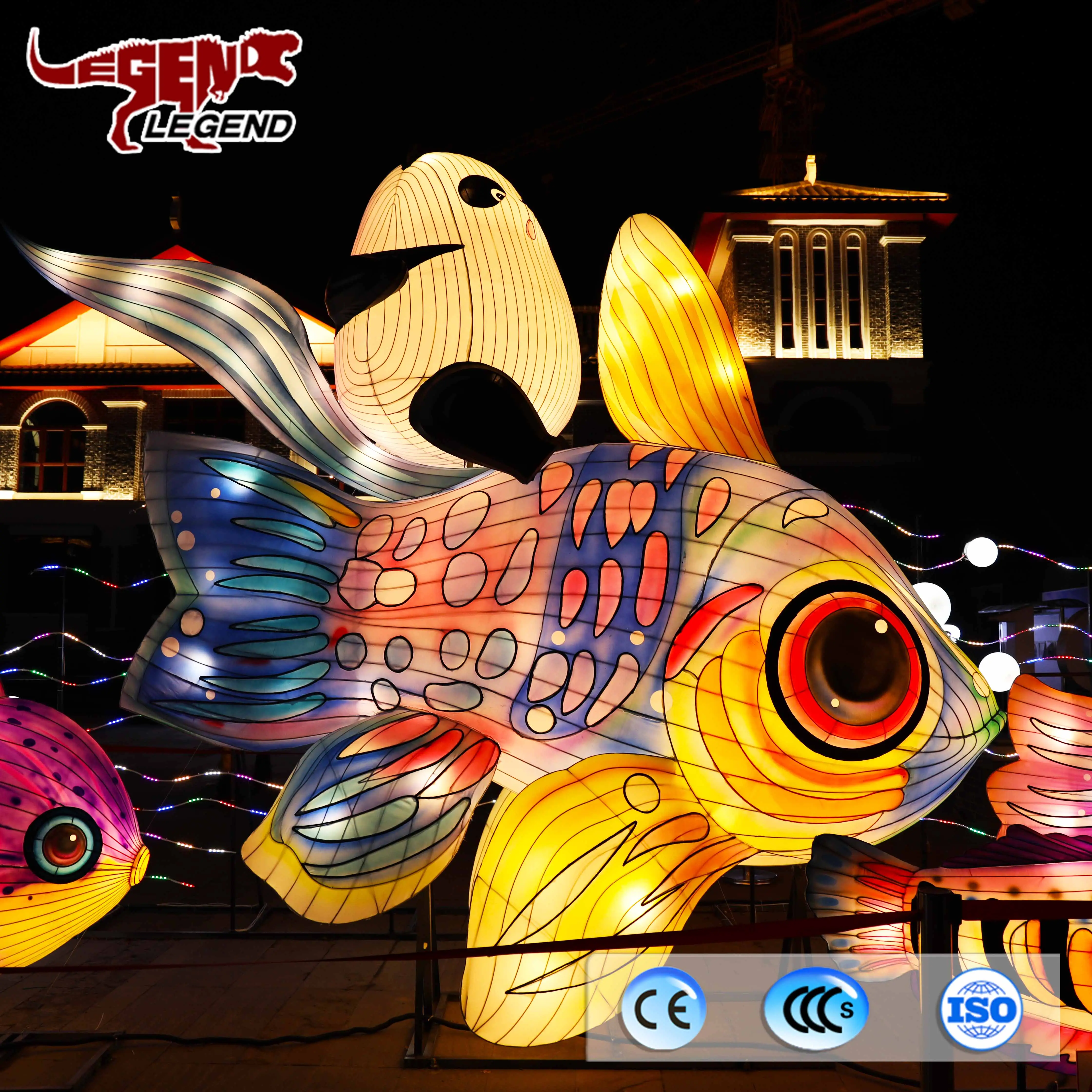 Panda Colour ful Flying Fish Lantern Ausstellung Beleuchtungs show Outdoor Entertain ment Dekoration Tyranno saurus Rex