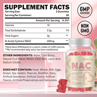 Gummies de NAC (N-acétylcystéine) 600 mg, marque privée OEM, compléments végétaliens purs, saveur fraise naturelle, antioxydant pour adultes