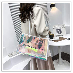 Sac de shopping holographique transparent en PVC avec poignée en PU, sac à main transparent effet gelée laser pour les trajets quotidiens, personnalisation du logo prise en charge - Product Image 3