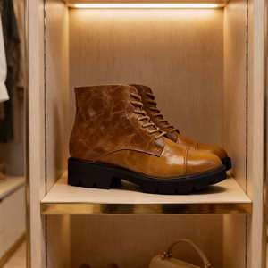 <span class=keywords><strong>Botas</strong></span> de Piel Genuina de Alta Gama, Personalizables, Cómodas, con Cordones en el Tobillo, para <span class=keywords><strong>Mujer</strong></span>, Tacón Grueso, Antideslizantes, para Verano/Otoño - Product Image 5