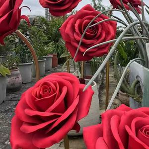 Oggetti di scena per matrimoni di alta qualità centri commerciali Hotel fiori artificiali decorati con rose impermeabili rosse fiori giganti di arte della carta. - Product Image 2