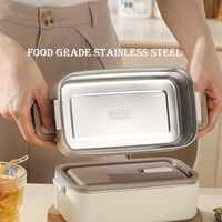 Lonchera Bento Apilable de Tres Niveles, Apta para Microondas, de Calidad Alimentaria, con Tapa de Acero Inoxidable para Trabajadores de Oficina