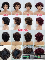 Promotion Letsfly : Perruques à ondulations lâches fabriquées à la machine avec frange, 12 pouces, 100% cheveux humains naturels, vente en gros, perruques colorées avec frange, densité 200%