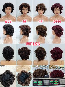 Promoción Letsfly: Pelucas con Flequillo de Ondas Sueltas Hechas a Máquina, 12 Pulgadas, Cabello Humano 100% Natural, Venta al por Mayor, Pelucas con Flequillo de Color, 200% de Densidad, 33$ - Product Image 2