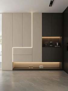 Custom Modern Wooden Entryway <b>Shoe</b> Cabinet with Seating Waterproof Storage Solid Wood for Hotels Apartments Schools - Product Image 2