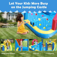 Toboggan aquatique gonflable pour l'humide et le sec, château gonflable pour enfants avec souffleur d'air, piscine à jets d'eau