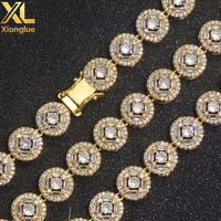 Juego de Brazaletes de Lujo con Eslabones Cubanos, Chapados en Oro de 18K, Aleación de Cobre, Engaste de Garra, Unisex, Joyería Hip Hop Bling para Aniversario y Cumpleaños