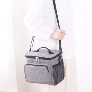 Blue Insulated Cooler Bag With Zipper Closure And Mesh Side Pocket Portable Picnic Cooler All Seasons Use - Product Image 4