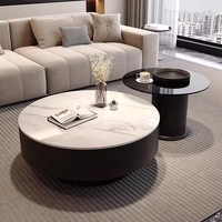 Table basse noire élégante, table à thé ronde moderne avec table d'appoint pour salon, petit espace, réception, bureau