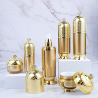 Ensemble de pots et flacons cosmétiques de luxe en acrylique et plastique dorés en forme de polyèdre pour lotion, capacités de 5g à 50g/10ml à 120ml