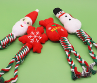 Jouets à mâcher de Noël de luxe en gros pour chiens, en peluche et coton, modèles animaux de dessin animé, multi-saveurs avec cordes