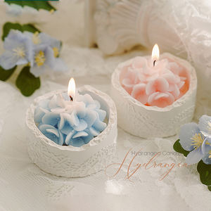 Lọ gốm thêu tay hình quả cầu để đựng nến thơm hình hoa - Product Image 1