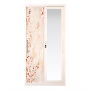 Armario Metálico de 4 Puertas y 2 Cajones con Puerta con Espejo y Estampado para Muebles de Dormitorio Modernos - Product Image 6