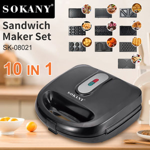 Vendita calda Sokany 08021 doppio lato riscaldamento 10-in-1 macchina Sandwich cottura elettrica teglia macchina per la colazione macchina per la ciambella - Product Image 3