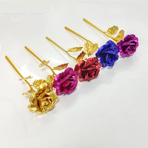 Luxurious 50cm Rose <b>Artificial</b> <b>Flower</b> With LED Light Golden Stem Plastic Handmade Decor For Valentine'S Day - Product Image 2