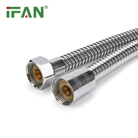 Tuyau de douche à main IFAN tuyau Epdm gris à l'intérieur de l'écrou en laiton insert en laiton Double boucle tuyau de douche Flexible chromé