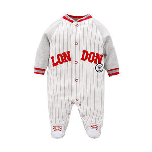 Vêtements pour nouveau-nés, mode bébé, 100% coton, barboteuse de style baseball pour bébé - Product Image 2